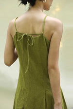 Load image into Gallery viewer, Textured Button Cami Midi Dress in Green
