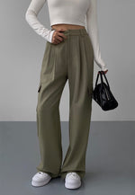 Load image into Gallery viewer, Cargo Pocket Tailored Wide Leg Pants in Khaki
