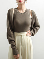 Load image into Gallery viewer, Light Knit Tank + Bolero Set in Olive
