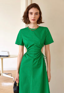 Zave Side Cutout Midi Dress in Green