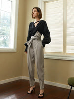 Load image into Gallery viewer, Emily Bow Tie Tapered Trousers
