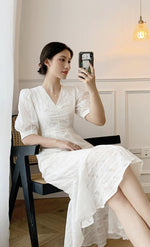 Load image into Gallery viewer, Cordova Mermaid Midi Dress in White
