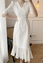 Load image into Gallery viewer, Cordova Mermaid Midi Dress in White
