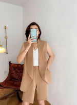 Load image into Gallery viewer, Polaris Tan Tailored Suit Vest + Shorts Set
