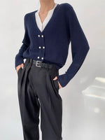 Load image into Gallery viewer, Mock Layered Duo Button Cardigan in Navy
