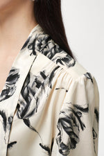 Load image into Gallery viewer, Rose Printed Tie Blouse in Cream
