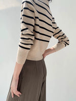 Load image into Gallery viewer, Striped Button V Cardigan - Beige
