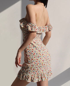 Gardenia 2-way Off Shoulder Floral Mini Dress in Print