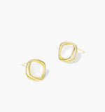 Load image into Gallery viewer, Gold Square Shell Edge Stud Earrings
