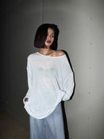 Load image into Gallery viewer, Cutout Back Sheer Summer Long Top in White
