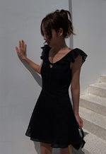 Load image into Gallery viewer, Floral Lace Flutter Dress in Black

