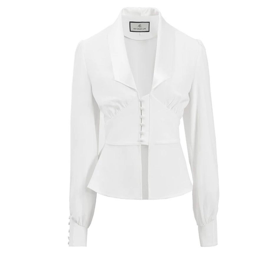 Brika Button Tuxedo Blouse