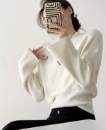 Load image into Gallery viewer, Girona Wrap Knit Sweater- White

