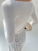 Load image into Gallery viewer, Wide Neck Sweetheart Button Top - White
