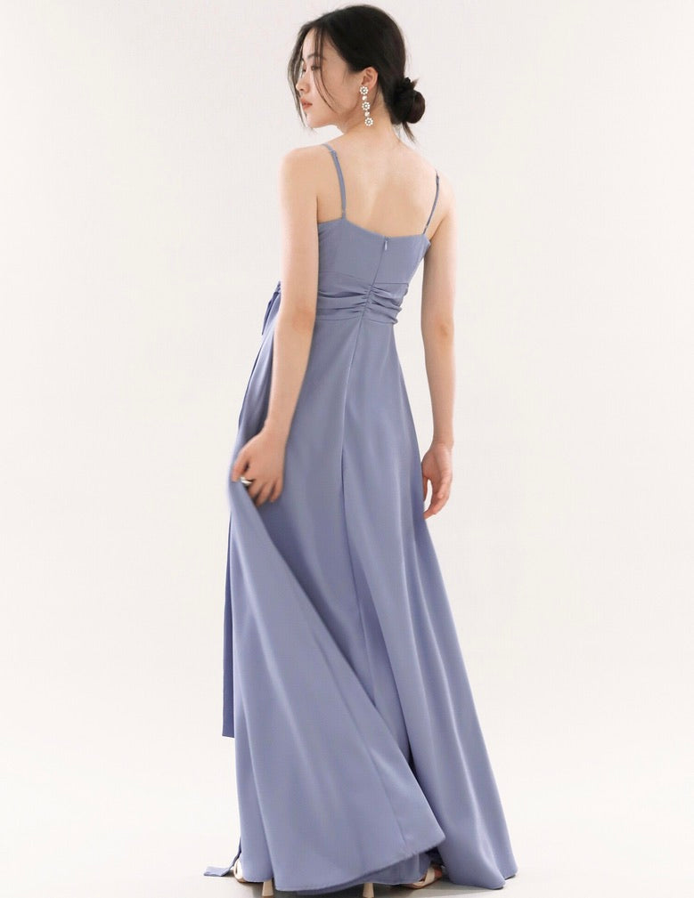 Lacq Cami Long Bow Maxi Dress - Lavender Blue