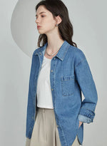 Load image into Gallery viewer, Oversized Denim Jacket Shirt in Blue
