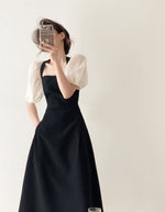 Load image into Gallery viewer, Cathie Black Blouson Sleeve Midi Dress [2 Colours]

