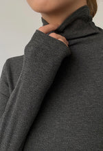Load image into Gallery viewer, Ribbed Turtleneck Top - Grey
