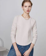 Load image into Gallery viewer, Waffle Knit Curved Hem Top in Cream
