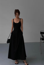 Load image into Gallery viewer, Deep Back Cami Pocket Maxi Dress in Black
