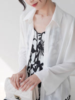 Load image into Gallery viewer, Classic Flute Sleeve Sheer Shirt in White
