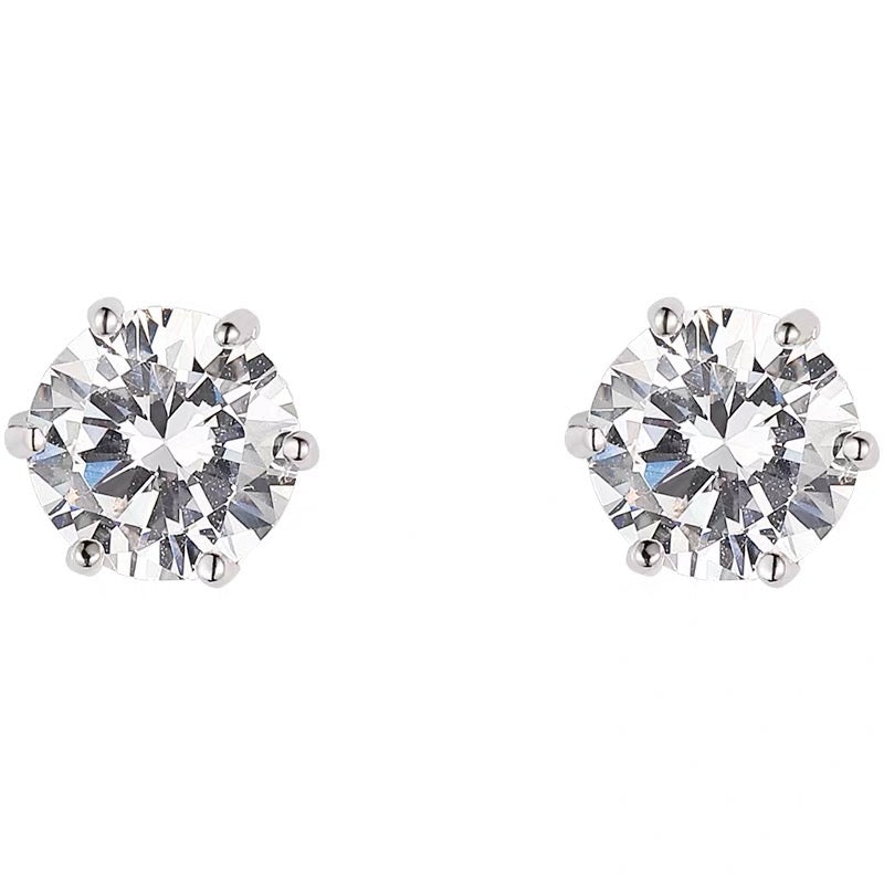 Silver Diamante Round Stud Earrings