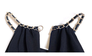 Aerin Chain Pocket Short Jumpsuit in Black