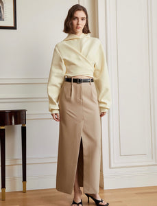 Nouvelle Tailored High Slit Maxi Skirt