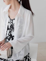 Load image into Gallery viewer, Classic Flute Sleeve Sheer Shirt in White
