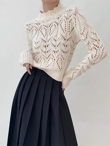 Knit Lace Sweater in Cream