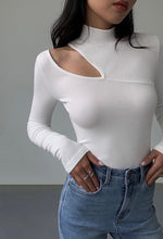 Load image into Gallery viewer, A-Team Cutout Turtleneck Top in White
