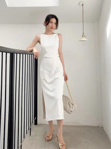 [Ready to Ship] Norfolk White Cami Midi Dress