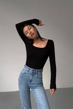 Load image into Gallery viewer, Rocker Girl Classic Square Neck Long Top in Black
