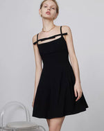 Load image into Gallery viewer, Cutout Bow Cami Mid Dress in Black

