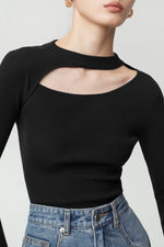 Load image into Gallery viewer, Stretch Cutout Knit Top in Black
