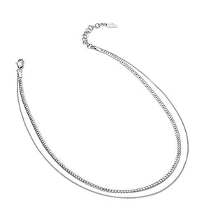 Silver Double Link + Fine Chain Necklace