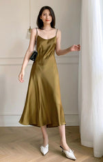 Load image into Gallery viewer, Bronze Midi Camisole Slip Dress
