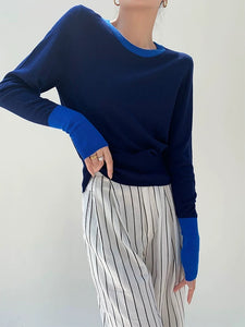 Knitted Duo Crew Neck Top