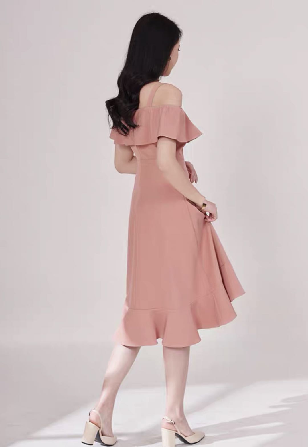 Xyla Ruffle Dress - Peach