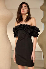 Load image into Gallery viewer, Adriana Off Shoulder Dress - Black

