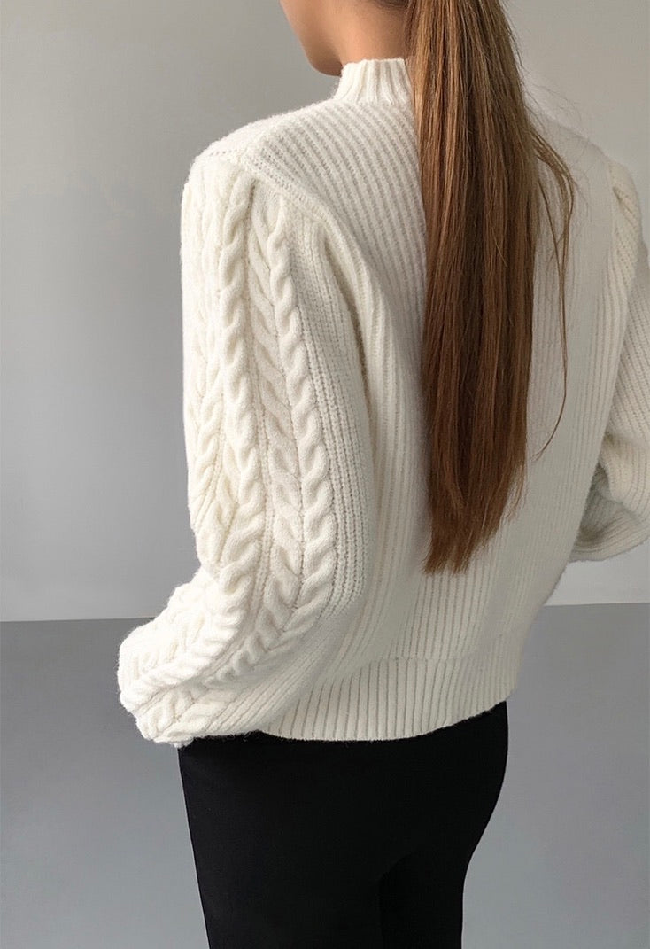 Cable Knit Winter Sweater in Cream
