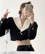 Load image into Gallery viewer, Palencia Marine Cropped Jacket in Black
