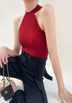 Load image into Gallery viewer, Ribbed Light Knit Halter Top
