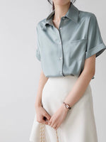 Load image into Gallery viewer, Classic Pocket Short Sleeve Buttery Shirt in Blue
