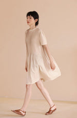 Load image into Gallery viewer, Tencel Pleated Dress in Beige
