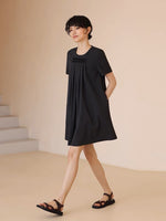 Load image into Gallery viewer, Pleated Baby Doll Dress in Black
