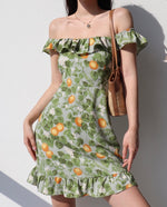 Load image into Gallery viewer, Citrus 2-way Off Shoulder Floral Mini Dress in Green
