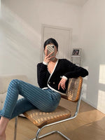 Load image into Gallery viewer, Pearl Contrast Cardigan - Black

