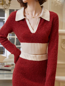 Simone Polo Knitted Top in Red