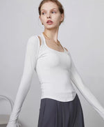 Load image into Gallery viewer, Tank Cutout Long Sleeve Top in White
